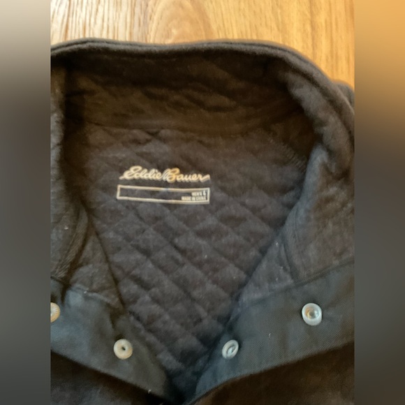 Eddie Bauer Men's Mid-weight Mock Quilted Black Pullover, Size Large - Picture 4 of 6